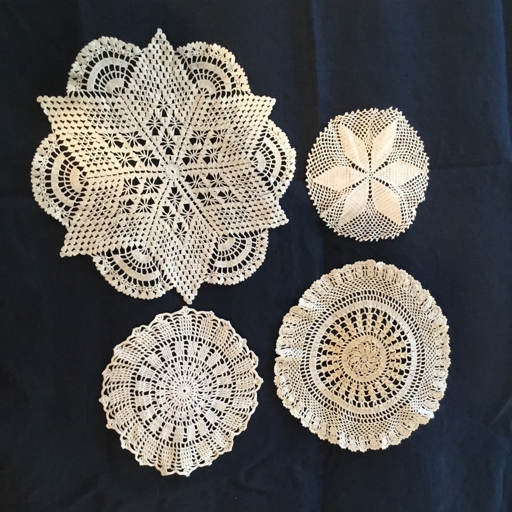 7 Antique, Handmade, Doilies